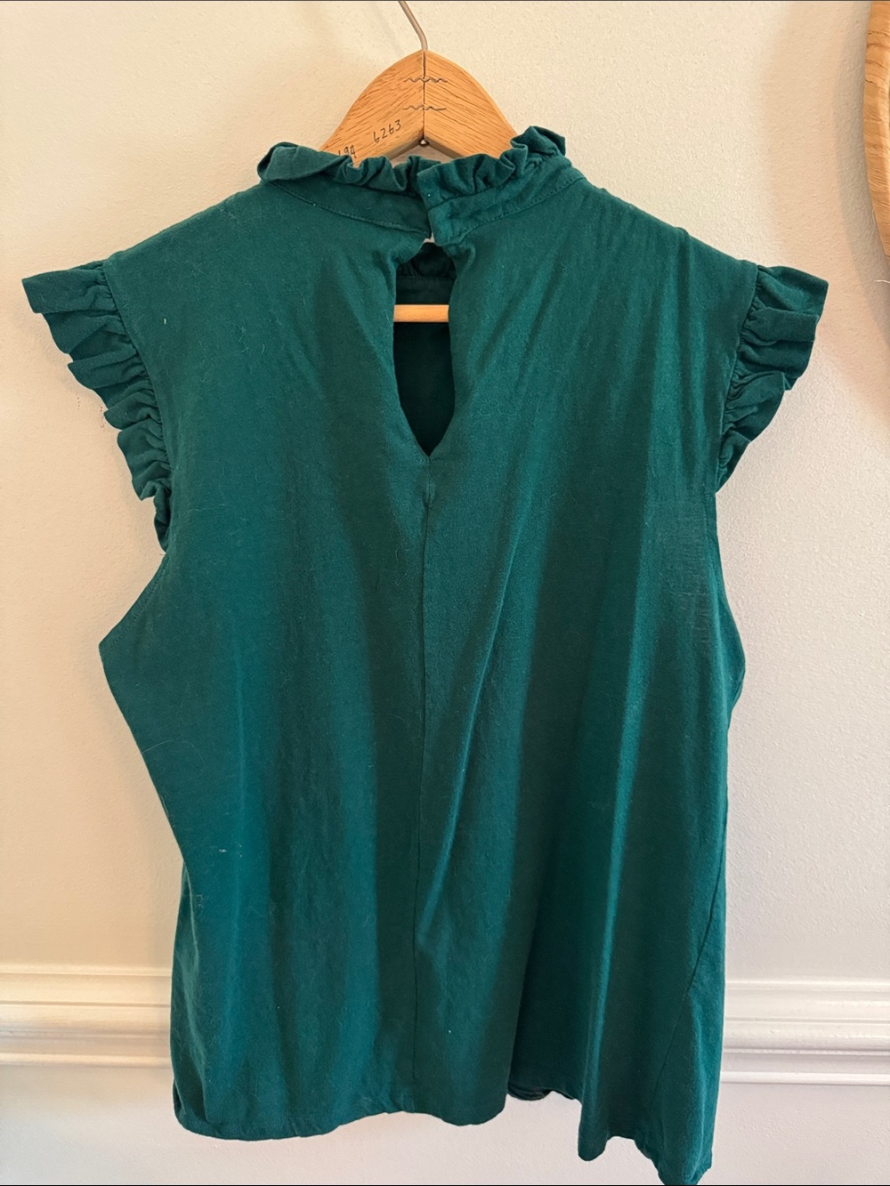 Sugarlips Ruffle Mock Neck Tank - Emerald Green - Picture 3 of 4